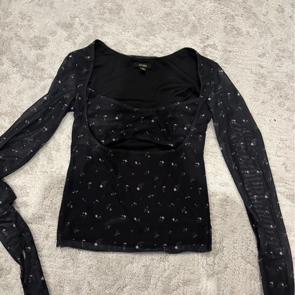 AFRM Black Floral Long Sleeve Top